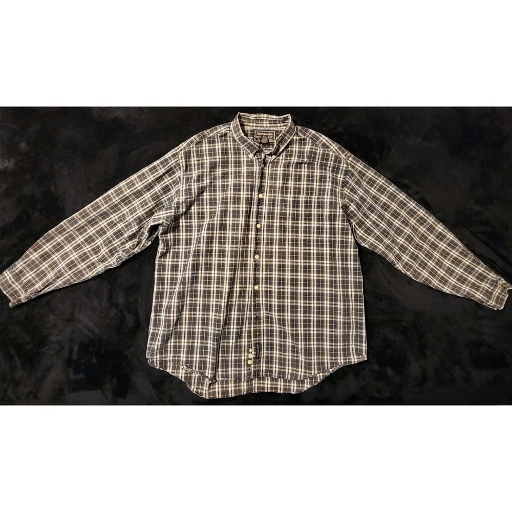Vintage Y2K Abercrombie & Fitch Men's Long Sleeve Plaid Button Down Shirt XL